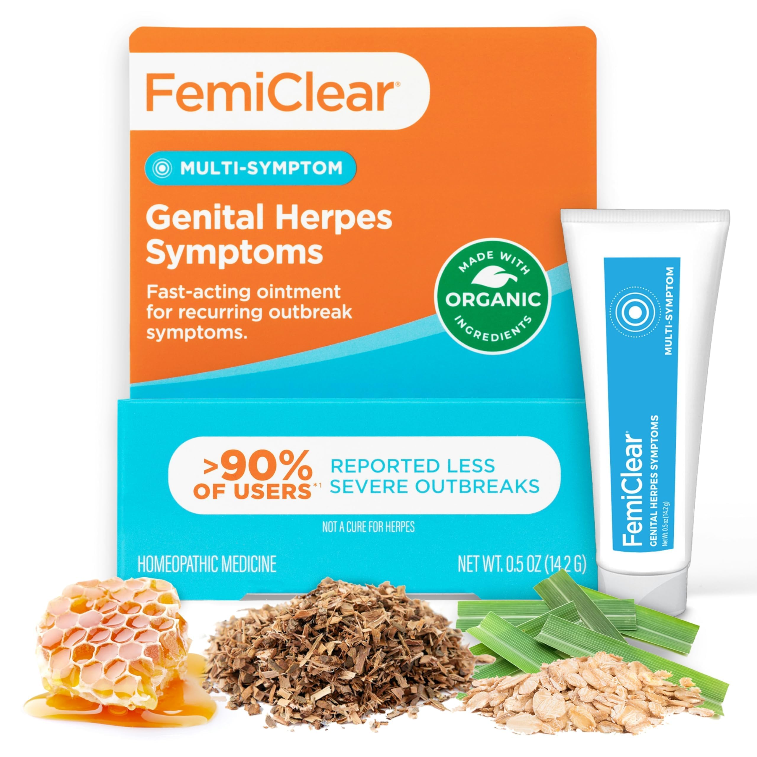 FemiClear for Genital Herpes Symptoms & Cold Sores, Multi-Symptom - Effective Intimate Relief - Made with All-Natural and Organi