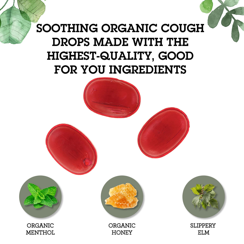 Quantum Health USDA Organic Cough Relief Lozenges|Bing Cherry|Natural Menthol Cough Suppressant|Soothes Sore Throat|USDA Organic