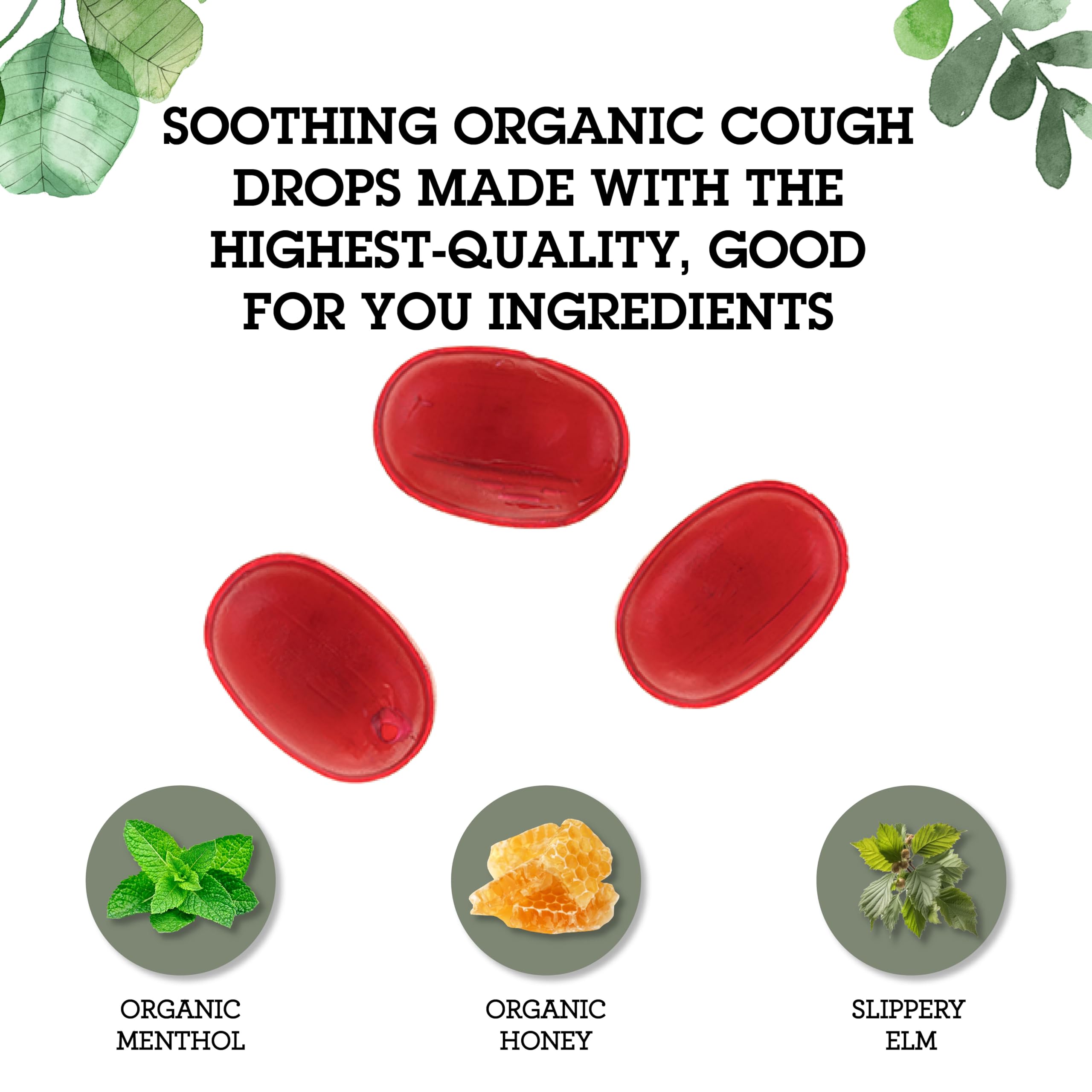 Quantum Health USDA Organic Cough Relief Lozenges|Bing Cherry|Natural Menthol Cough Suppressant|Soothes Sore Throat|USDA Organic