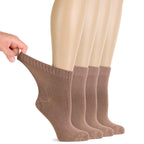 Hugh Ugoli Women Diabetic Ankle Socks, Super Soft & Thin Bamboo Socks, Wide & Loose, Non-Binding Top & Seamless Toe, 4 Pairs, Mi
