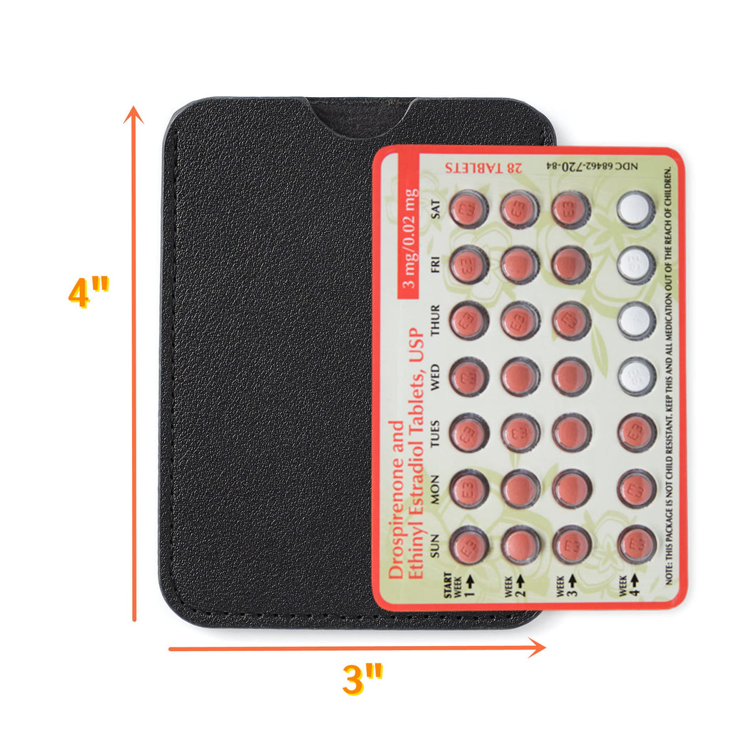 STERCULIA Birth Control Pill Case Holder Credit Card Sleeve Slim Wallet (Black)