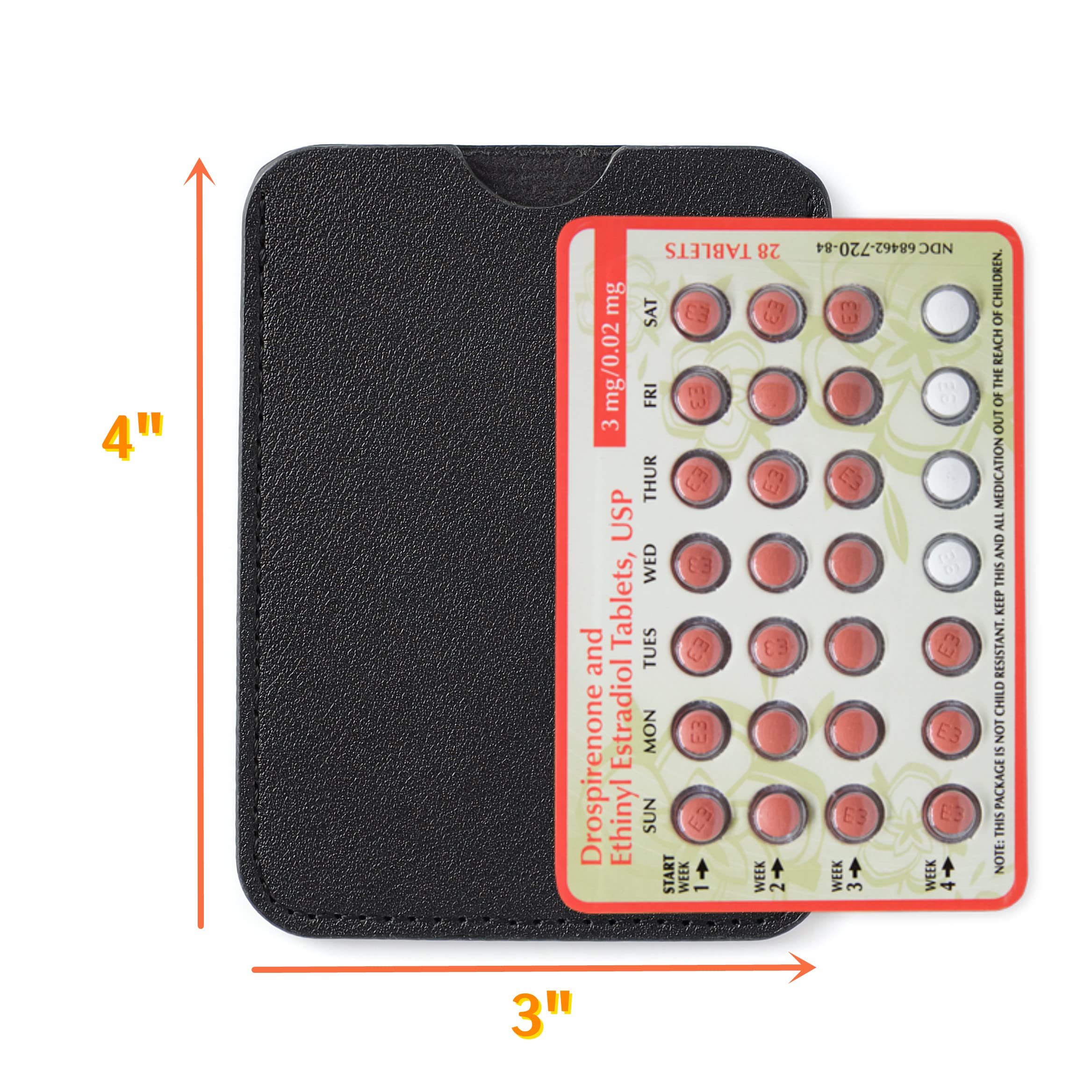 STERCULIA Birth Control Pill Case Holder Credit Card Sleeve Slim Wallet (Black)