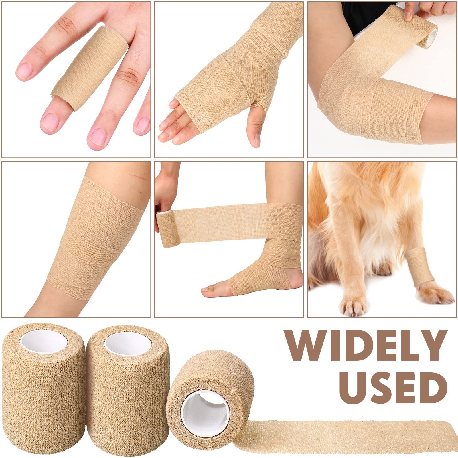 Treela 64 Pack Self Adherent Cohesive Wrap Bandages 2 Inch x 5 Yard Breathable Athletic Tape Self Adhesive Bandage Tape Elastic