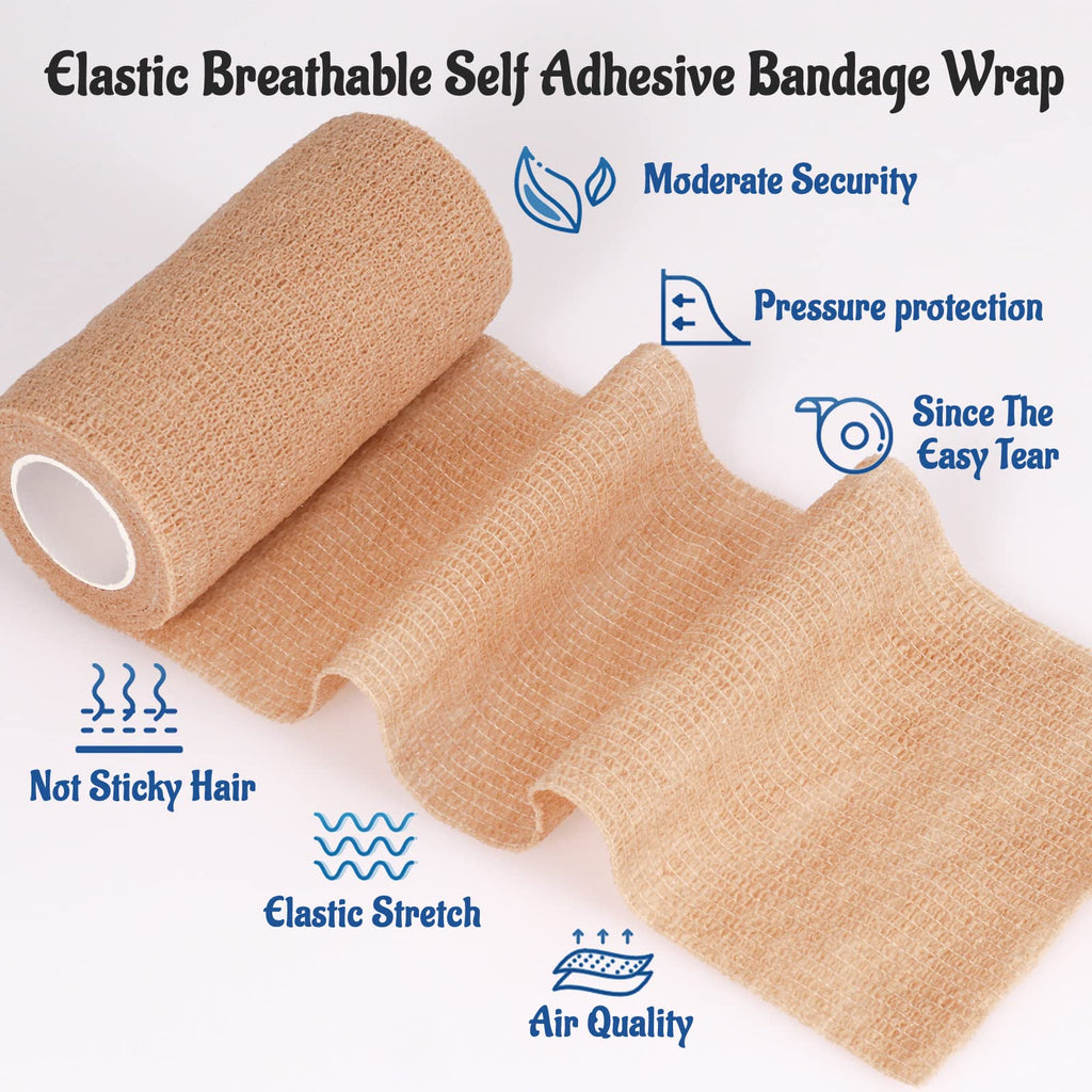 24 Pack 4    x 5 Yards Self Adhesive Bandage Wrap Athletic Elastic Breathable Cohesive Bandage Wrap Rolls for Stretch, Sports, F