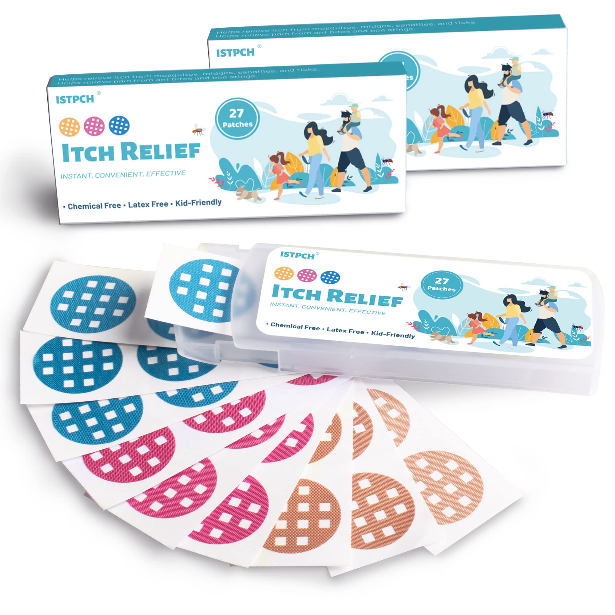 Istpch Itch Relief Patches 54 Patches, Natural Bite Itch Relief Stickers, Instant Effect, Reduces Itch & Swell, Kid Friendly (3 