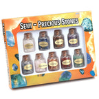mookaitedecor 9pcs Mini Glass Wishing Bottles Tumbled Gemstone Crystal Chips Healing Reiki Stones Set