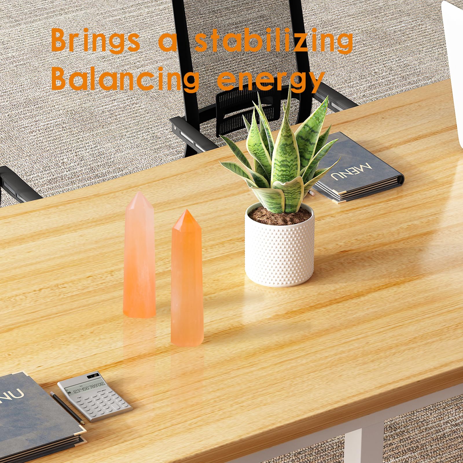 Runyangshi 1PCS Natural Crystal 4 Himalayan Salt Selenite Tower 6 Faceted Single Point Prism Healing Crystal Wand for Meditation