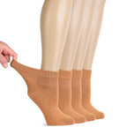 Hugh Ugoli Women Diabetic Ankle Socks, Super Soft & Thin Bamboo Socks, Wide & Loose, Non-Binding Top & Seamless Toe, 4 Pairs, Ha