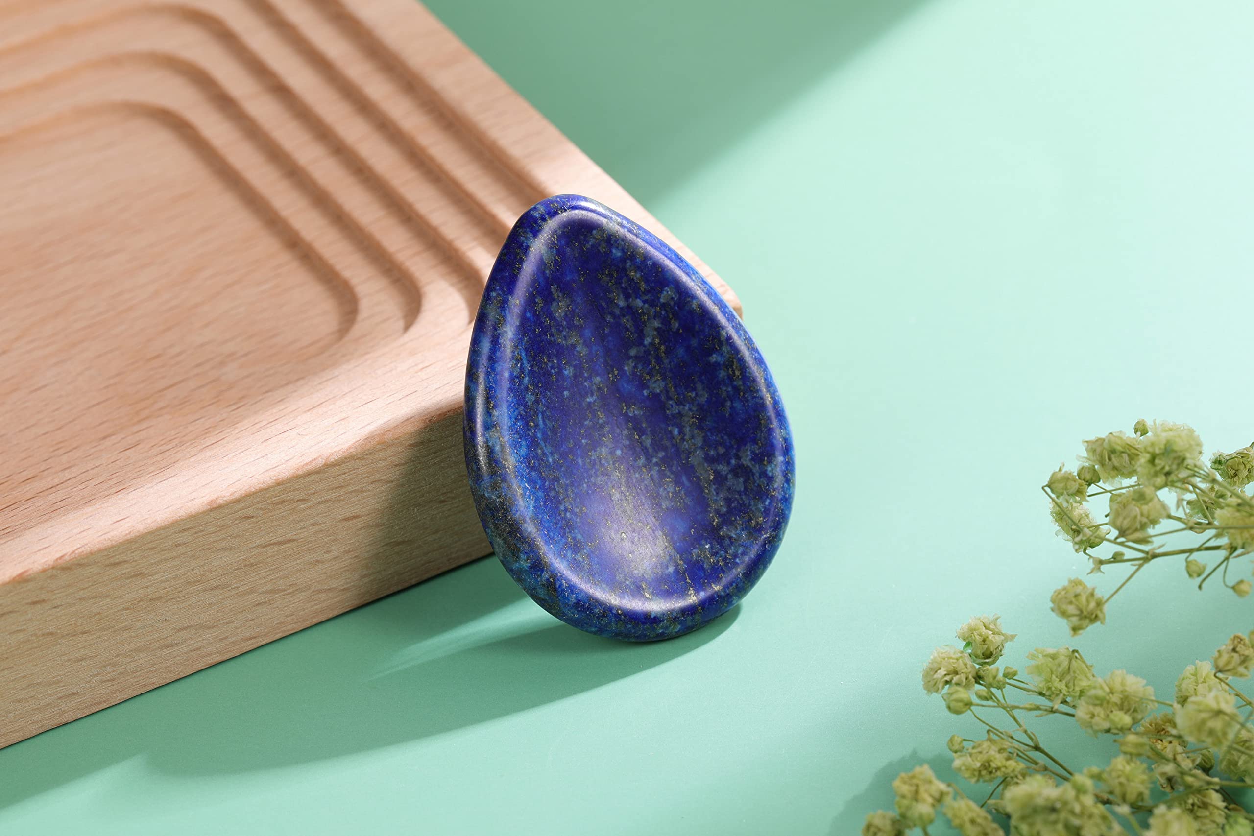 CrystalTears Lapis Lazuli Crystal Worry Stone Thumble Polished Healing Crystals Pocket Palm Stone Thumb Worry Stones for Anxiety