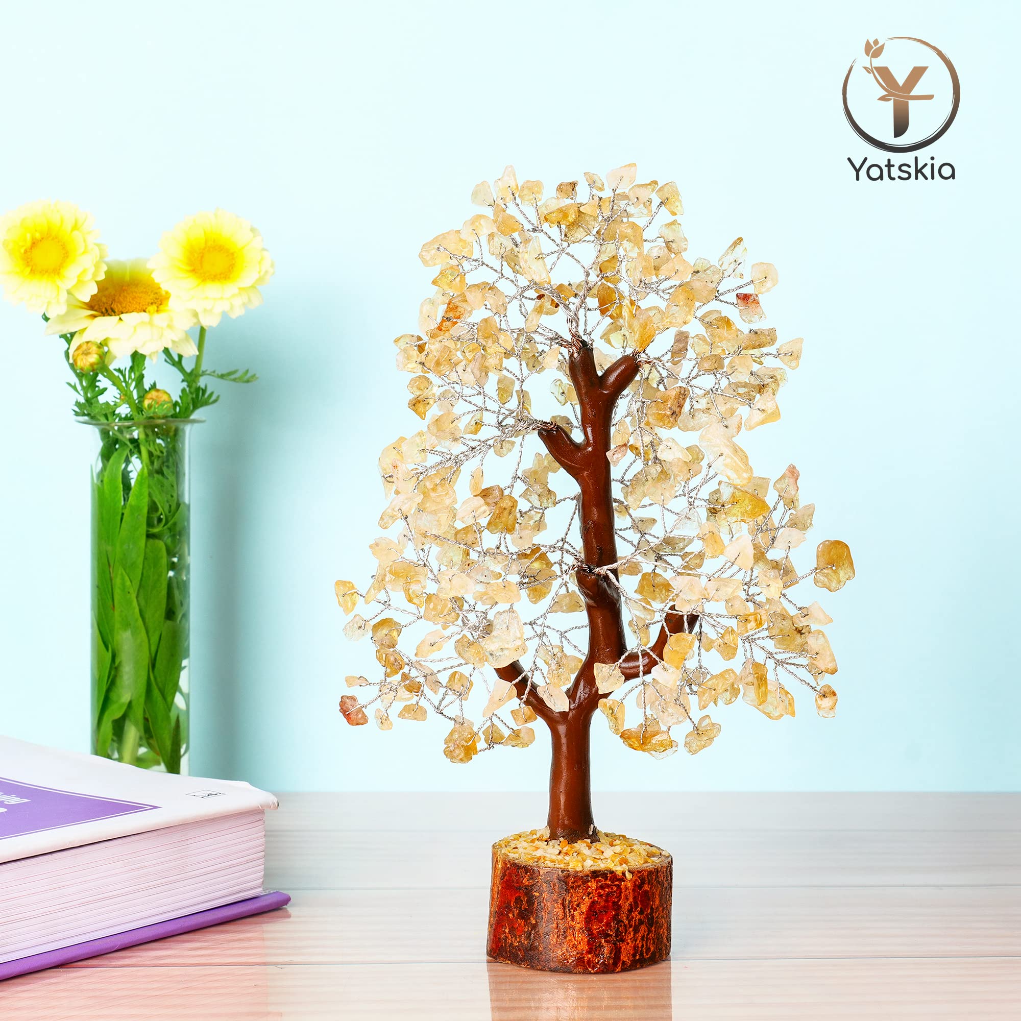 Citrine Crystal Stone - Crystals Tree, Gem Tree, Bonsai Trees, Tree for Home, Crystal Tree of Life, Meditation Accessories, Fake