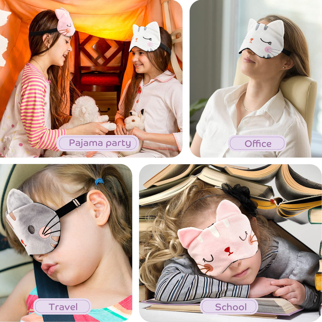 6 Pcs Sleep Mask for Kids Cute Animal Sleeping Eye Cover Soft and Lightweight Eyeshade Kawaii Sleep Mask Funny Animal Cat Blindf