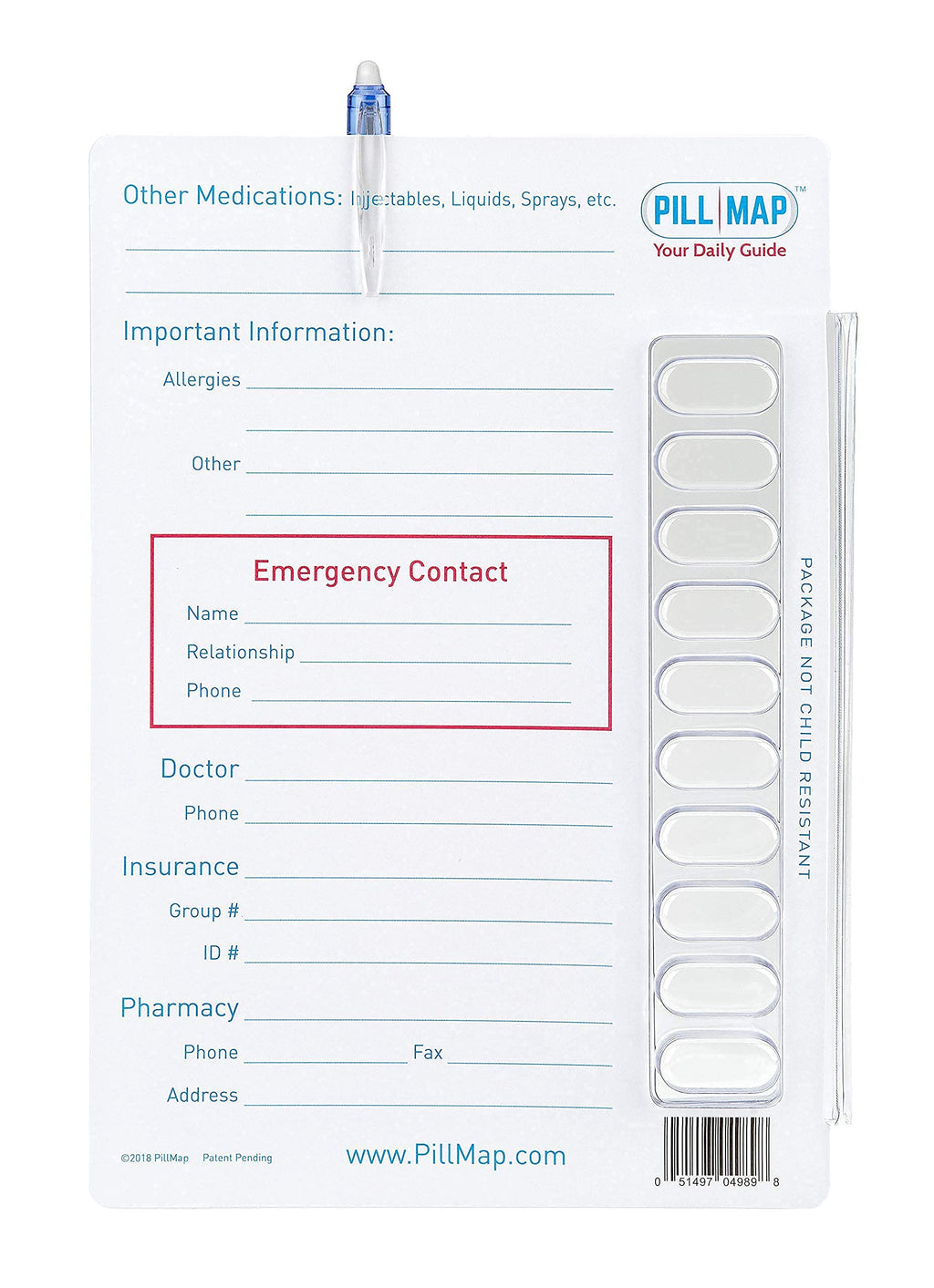 PillMap Visual Pill Planner for Medication, Supplements, and Vitamins Management Guide for Pill Box Organizer Containers, Pill M