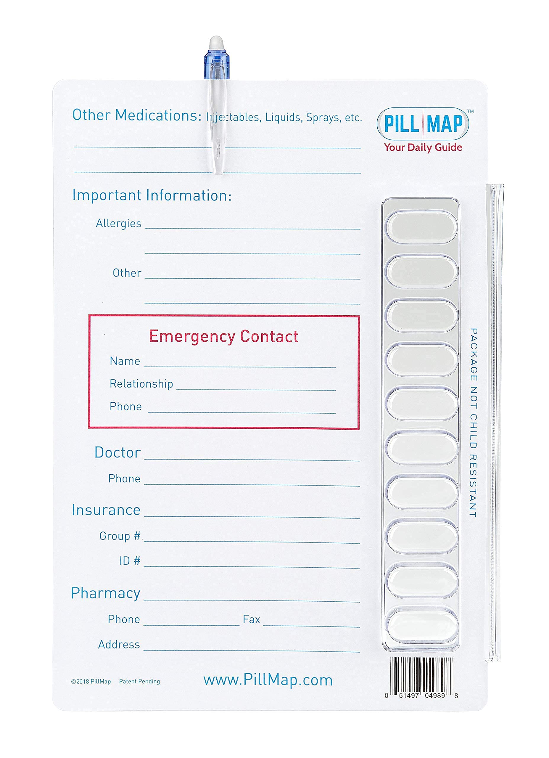 PillMap Visual Pill Planner for Medication, Supplements, and Vitamins Management Guide for Pill Box Organizer Containers, Pill M