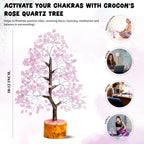 Crocon Rose Quartz Gemstone Feng Shui Money Tree | Feng Shui Bonsai | Mystical | Chakra Balancing | Reiki Crystal Healing | Orna