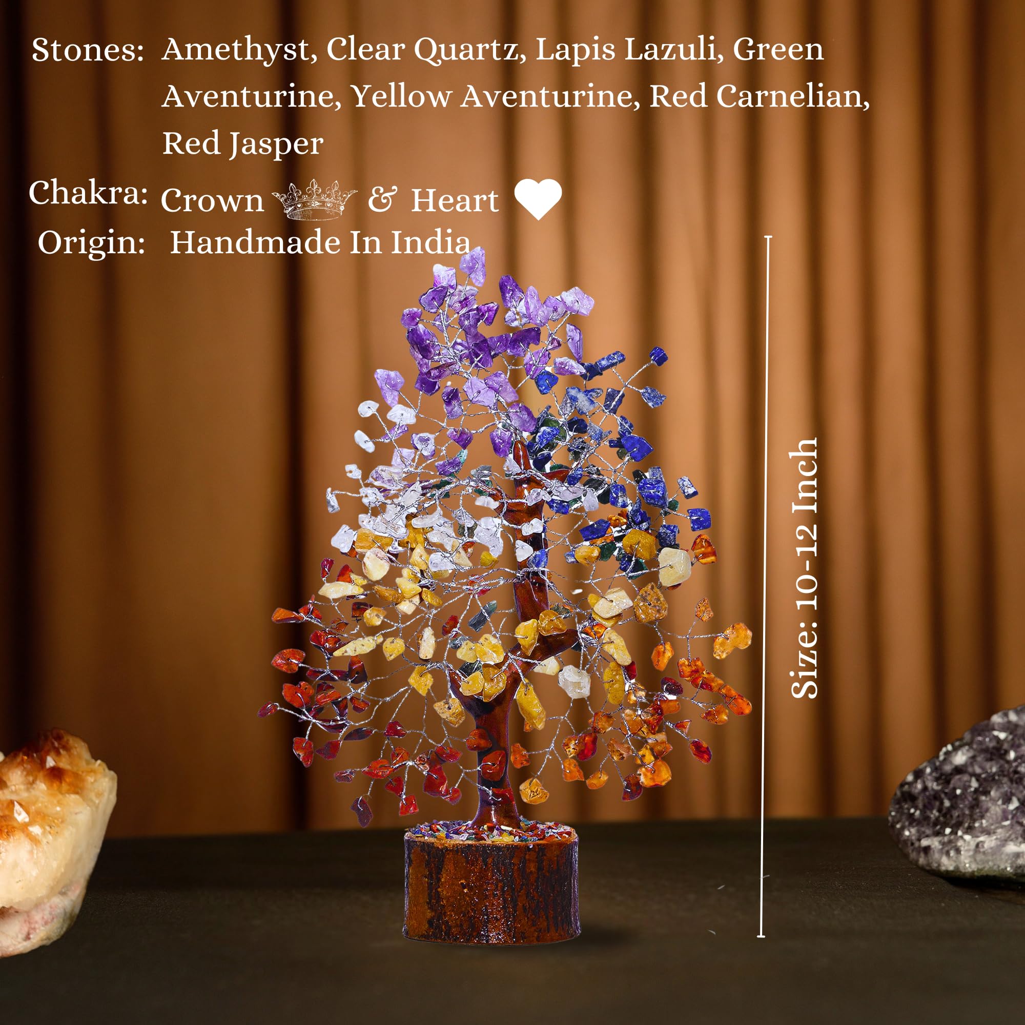 ANAYA AGATE 7 Chakra Healing Crystal Tree, Gift for Women and Mom, Handmade Crystal Tree of Life for Good Luck Gifts, Positive E