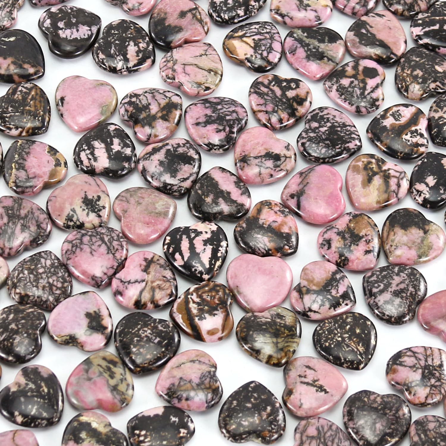 Nvzi Tumbled Polished Natural Rhodochrosite Crystals Heart Stones, Crystals and Healing Stones Quartz Bulk for Wicca, Reiki, Hea