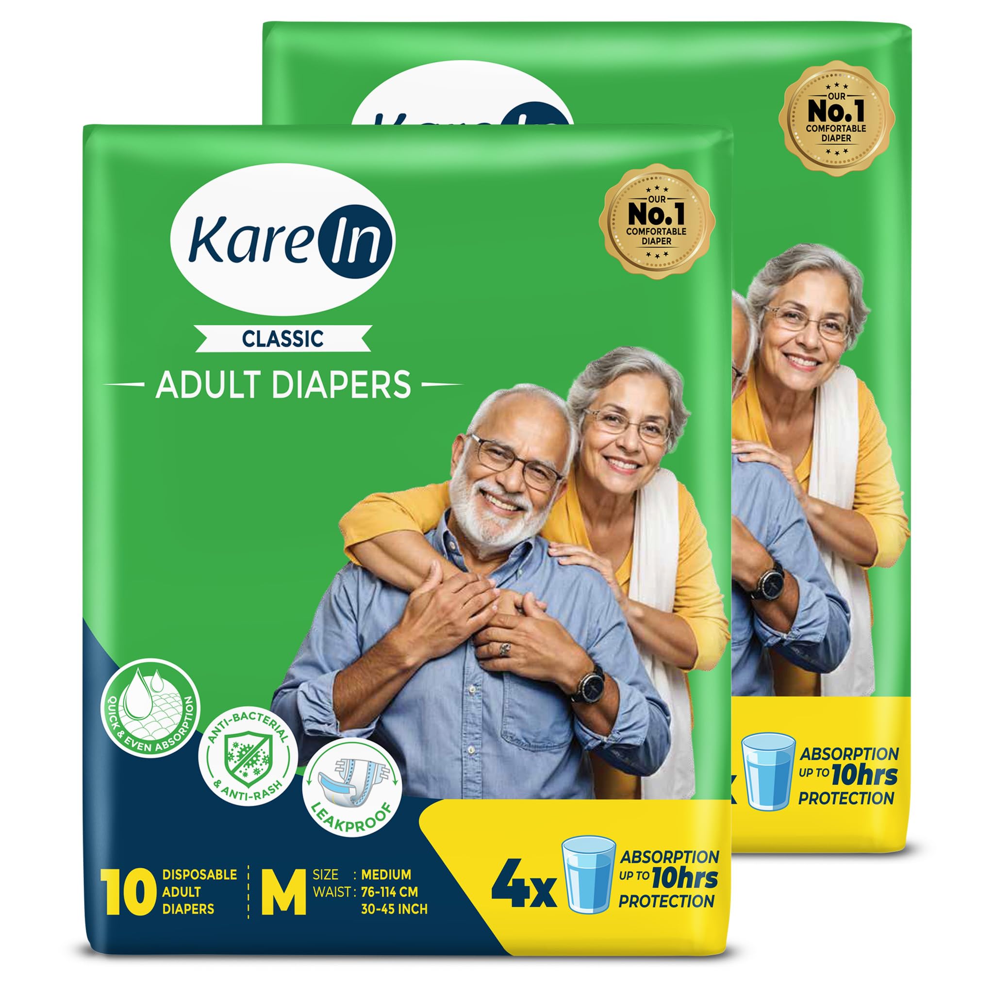 Karein Classic Adult Diaper Tape M Size, Medium, Waist (75100 Cm 3040), 20 Unit, Long Protection Hour, Unisex, Quick & Even 