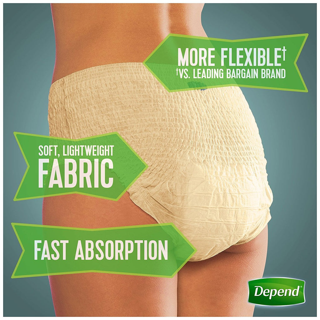 Depend FIT-FLEX Incontinence Underwear For Women, Disposable, Maximum Absorbency, Extra-Large, Blush, 48 Count (2 Packs of 24) (