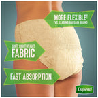 Depend FIT-FLEX Incontinence Underwear For Women, Disposable, Maximum Absorbency, Extra-Large, Blush, 48 Count (2 Packs of 24) (
