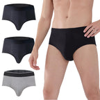 AIRCUTE Men Urinary Incontinence Underwear Washable Super Absorbency Briefs for Bladder Leak 160 ML 3 Pack (Black-Black-Gray, 2X