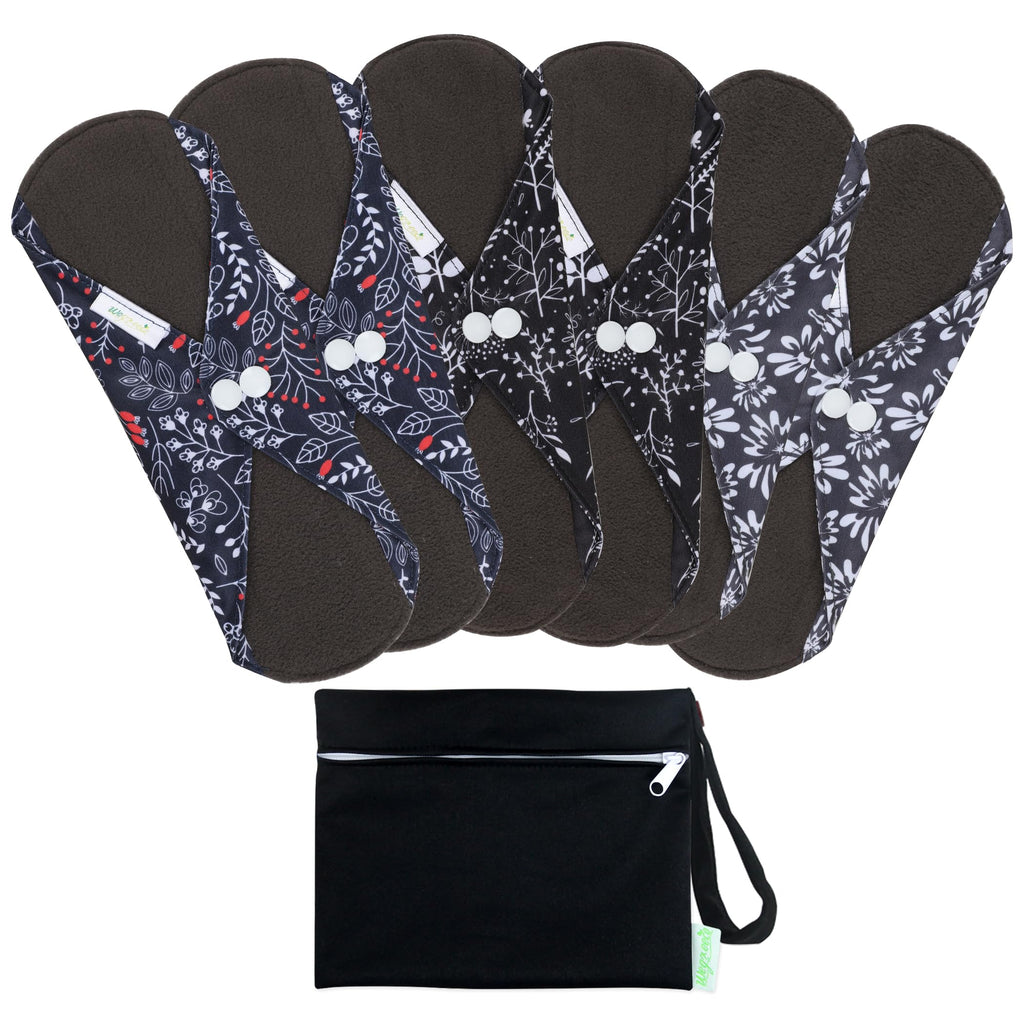 wegreeco Charcoal Reusable Sanitary Pads - Cloth Sanitary Pads | Light Incontinence Pads | Reusable Menstrual Pads - 1 Cloth Min