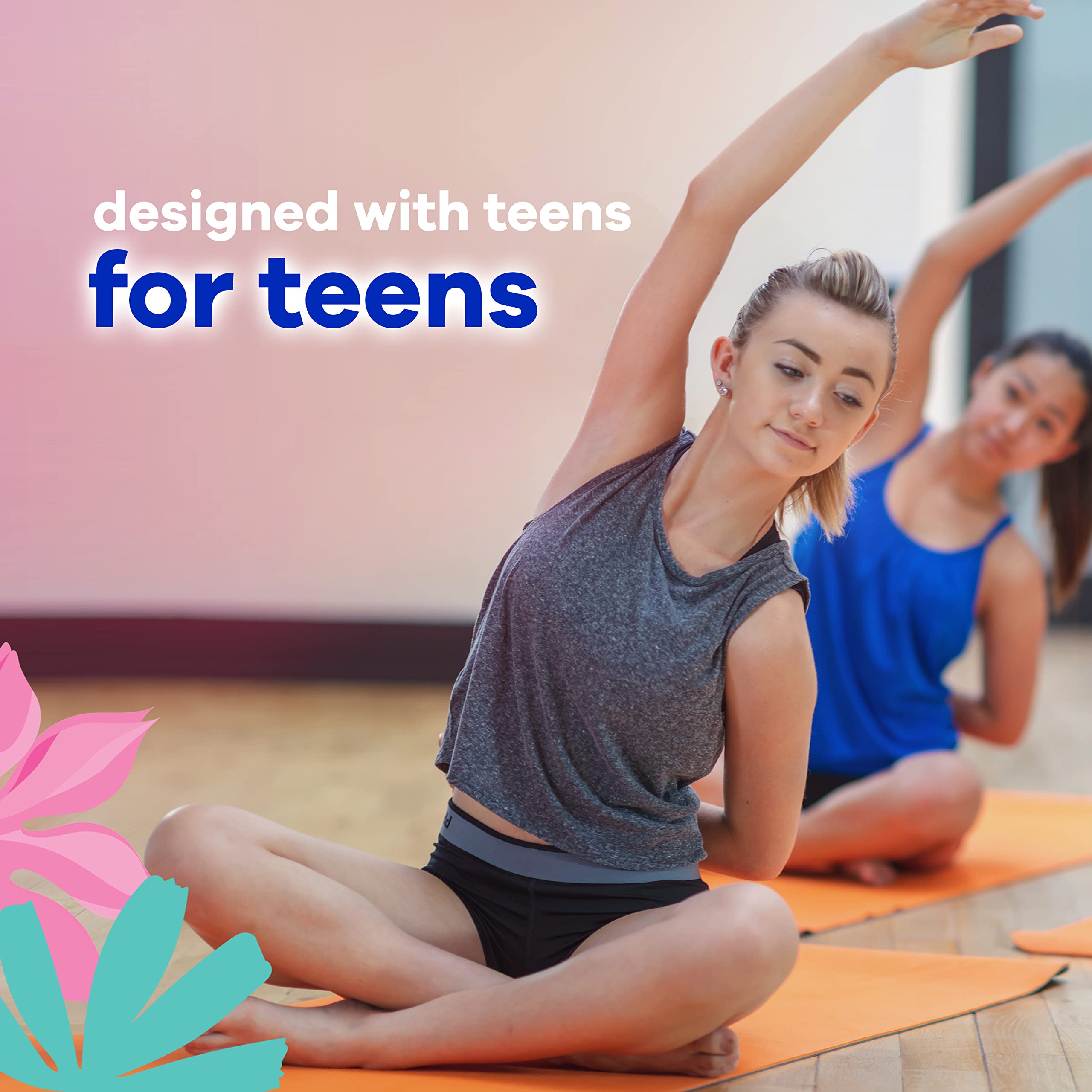 Always Radiant Teen Feminine Pads for Women, Size 1 Regular Absorbency, with Flexfoam, with Wings, Unscented, 14 Count