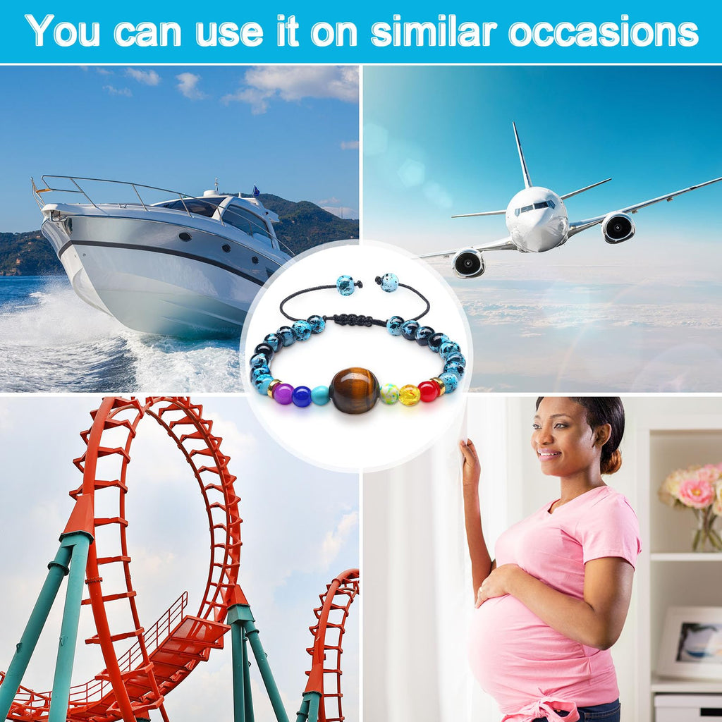 Sureio 6 Pcs Motion Sickness Bands Bracelet Anti Nausea Adjustable Wristband for Cruise Ship Essentials Seasickness Adult(Fashio