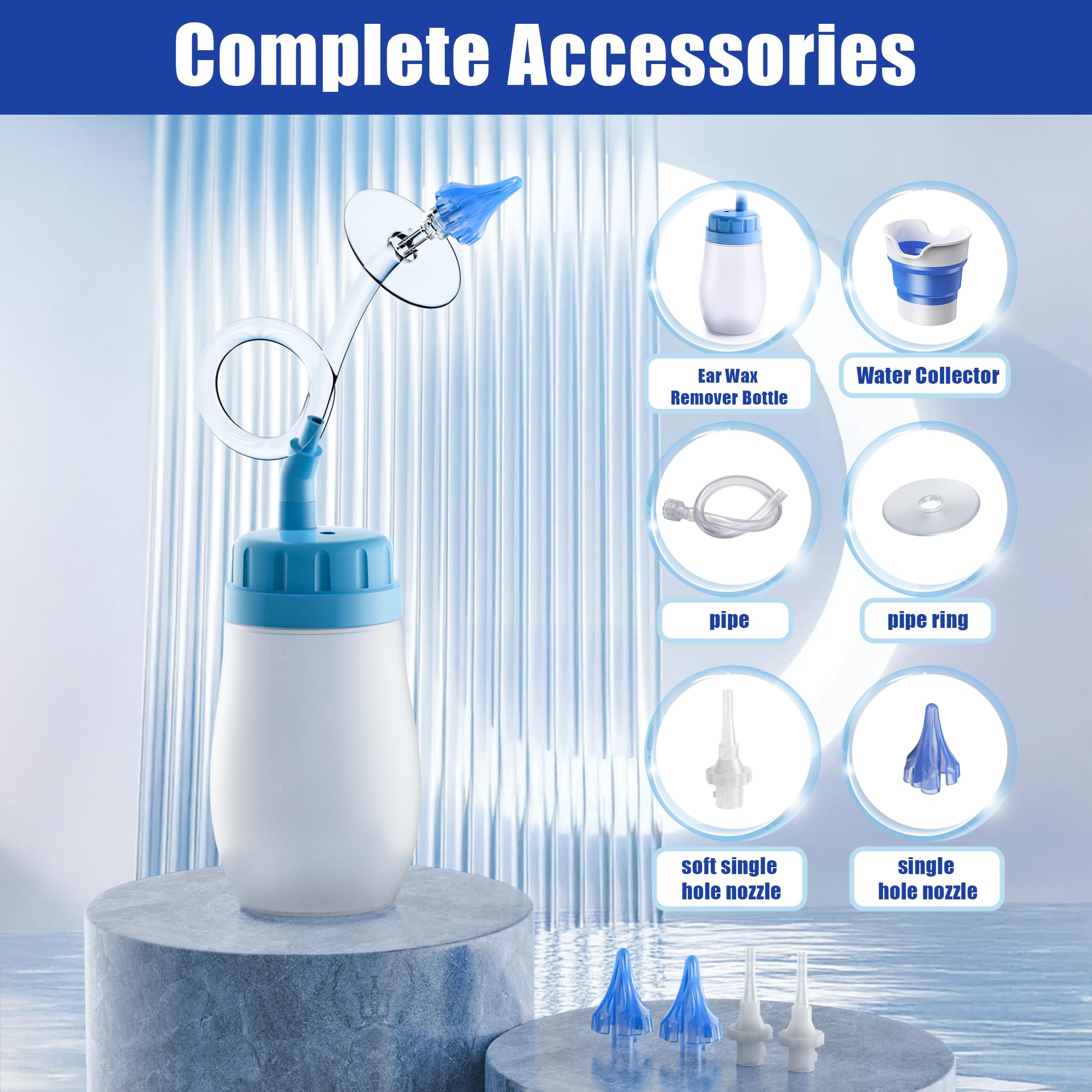 CYOUH Ear Wax Remover, Ear Cleaner, Ear Cleaning Kit, Manual Ear Wash System, Safe and Effective for Cleaning Earwax Deposits(Sa