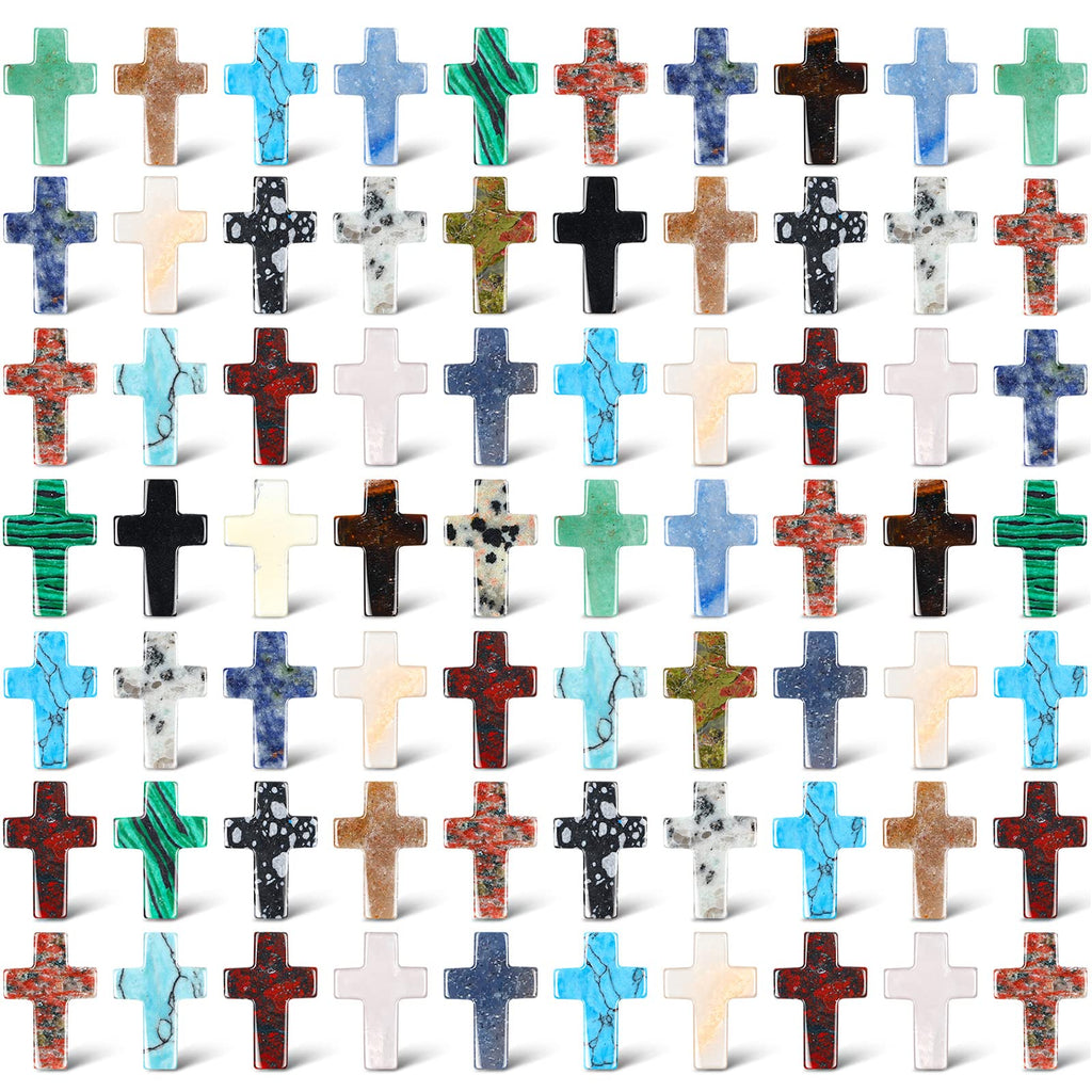 Nuenen 75 Pcs Cross Crystal Stones Bulks 1 Inch Cross Shaped Worry Stone Charm Palm Pocket Stone for crafts Necklace Bracelet Je