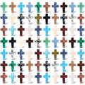Nuenen 75 Pcs Cross Crystal Stones Bulks 1 Inch Cross Shaped Worry Stone Charm Palm Pocket Stone for crafts Necklace Bracelet Je