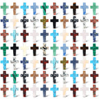 Nuenen 75 Pcs Cross Crystal Stones Bulks 1 Inch Cross Shaped Worry Stone Charm Palm Pocket Stone for crafts Necklace Bracelet Je