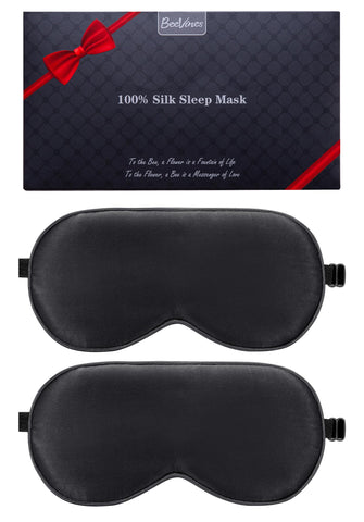 BeeVines Sleep Mask, 2 Pack 100% Real Natural Silk Eye Masks with Adjustable Strap for Sleeping, Mulberry Silk Eye Sleep Shade C