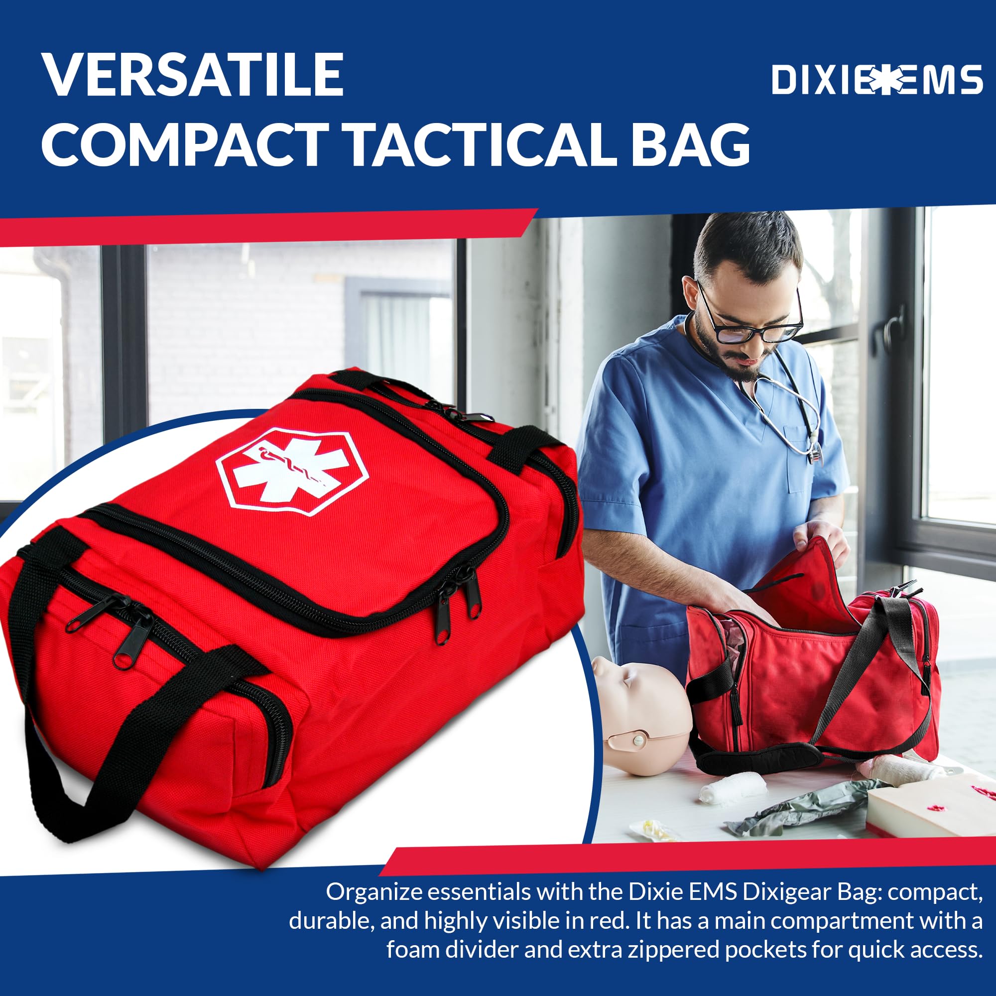 Dixie EMS Dixigear Empty First Responder II Bag 10.5 x 5 x 8 - Red
