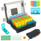 Monthly Pill Organizer 3 Times a Day, Portable Pill Box with Weekly Travel Bag, Large Capacity Medicine Organizer with Labels, 3
