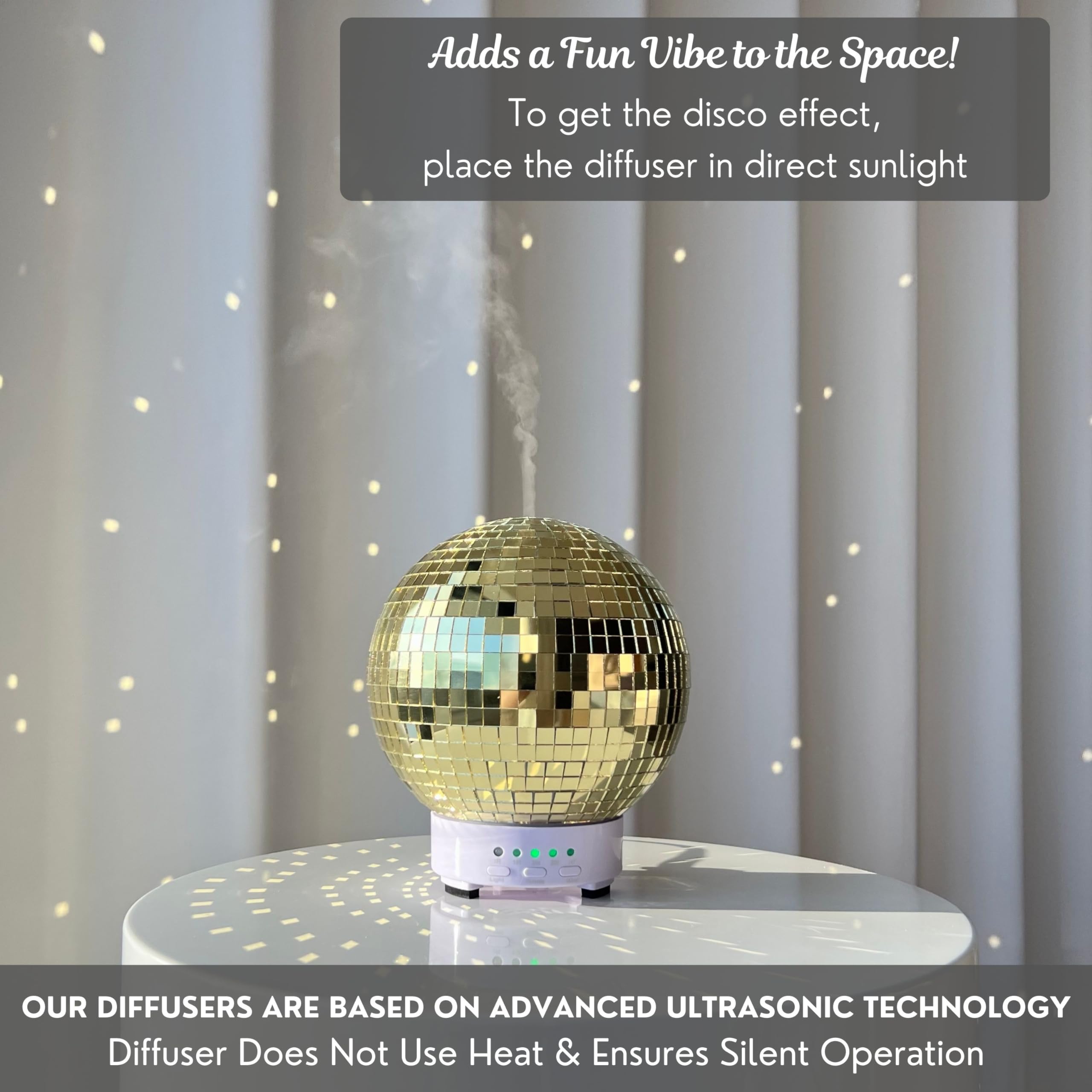Disco Ball Diffuser Rotating - Essential Oil Diffuser with Whisper Quiet Operation, Cute Scent Diffusers for Home, Ball Decor, F