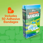 BioSwiss Bandages, Baby Dino Shaped Self Adhesive Bandage, Latex Free Sterile Wound Care, 50 Count