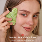 Rena Chris Gua Sha Facial Tools, Natural Jade Stone Guasha Tool for Face, Manual Massage Tool for Jawline Sculpting and Puffines