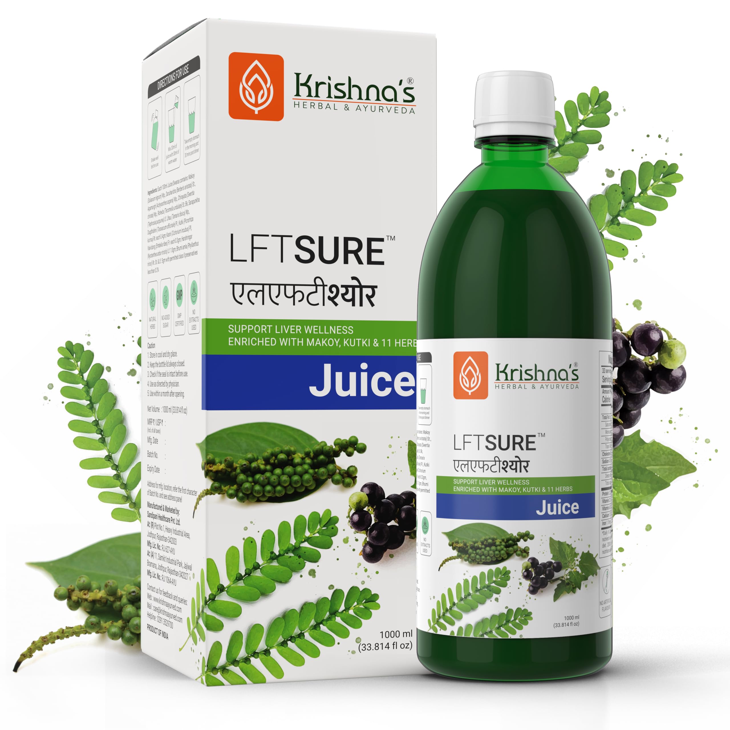 KrishnaS Lft Sure Juice  Enriched With 13 Herbs  Natural Liver Cleanse & Detox Drink | Supports Liver Health & Digestion  10