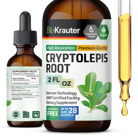 BIO KRAUTER Cryptolepis Sanguinolenta Extract - Vegan Cryptolepis Tincture for Immune Support - Alcohol & Sugar Free - 2 Fl.Oz.