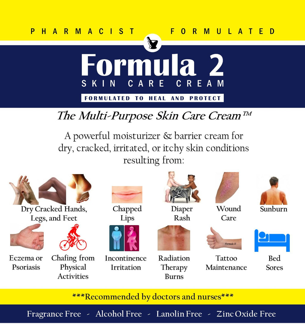 Formula 2 Skin Care Cream - 8 oz. jar Pharmacist Formulated Moisturizer and Barrier Cream