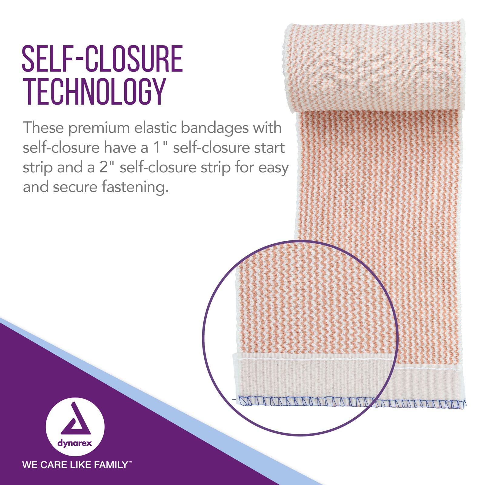 Dynarex 3660 Elastic Bandage with Self-Closure, 4'' x 5 yds, Provides Compression for Injuries, Cotton, and Spandex, Non-Sterile