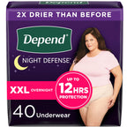 Depend Night Defense Adult Incontinence & Postpartum Bladder Leak Underwear for Women, Disposable, Overnight, Extra-Extra-Large,