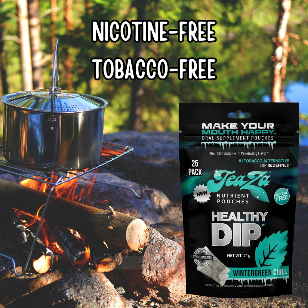 TeaZa Herbal Energy Pouches Tobacco Free Dip Nicotine Free, Smokeless Alternative Snuff Healthy Chewing Dipping Alternative, Win