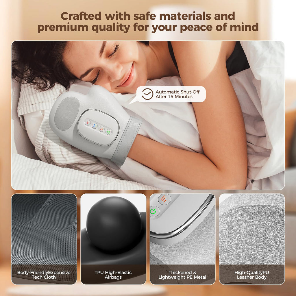 Estefanlo Hand Massager with Heat and Compression -3 Massage Modes & 3 Heat Settings & 5 Compression Models for Carpal Tunnel Re
