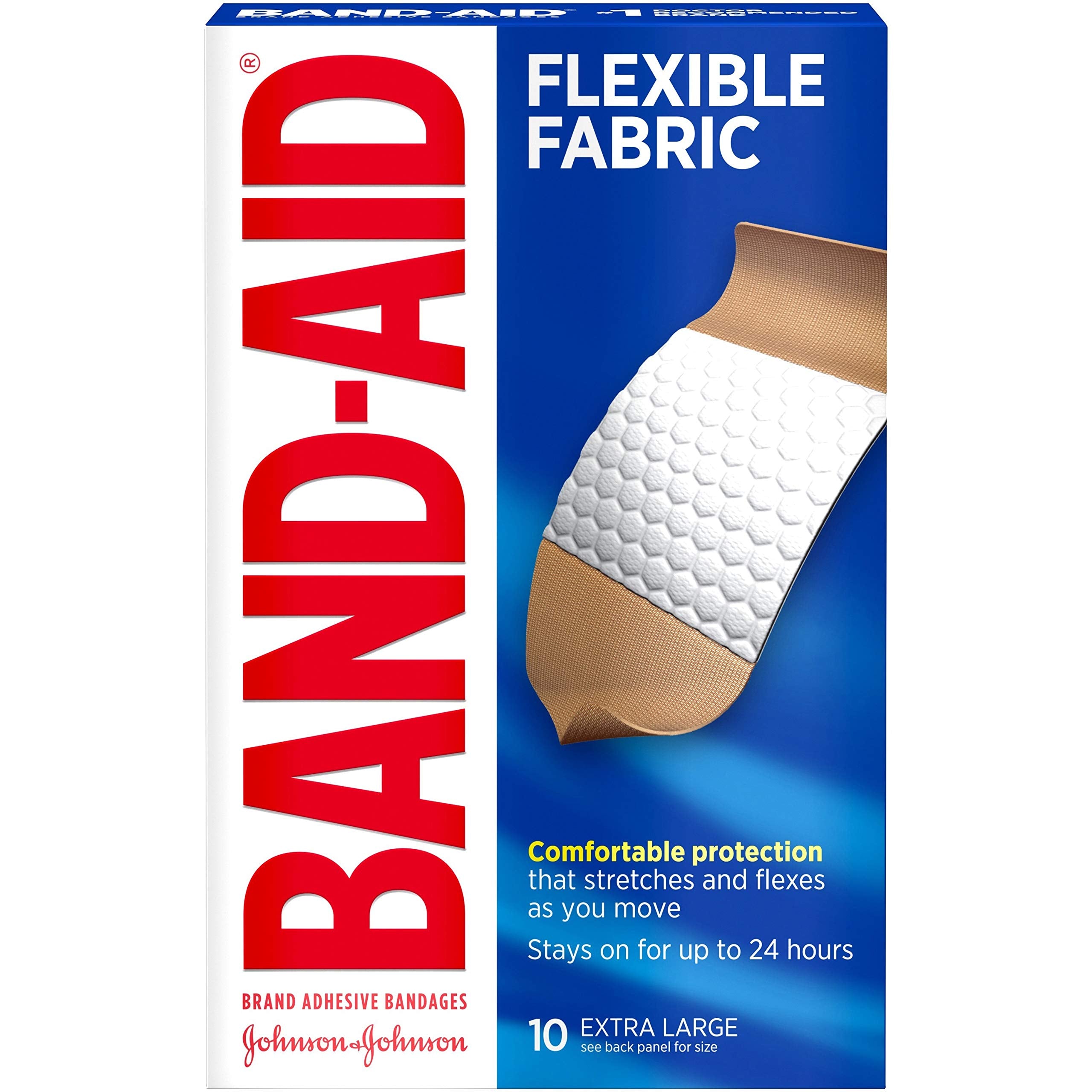 Band-Aid Brand flexible Fabric Adhesive Bandages for Wound Care & First Aid, Extra Large Size, 10 ct