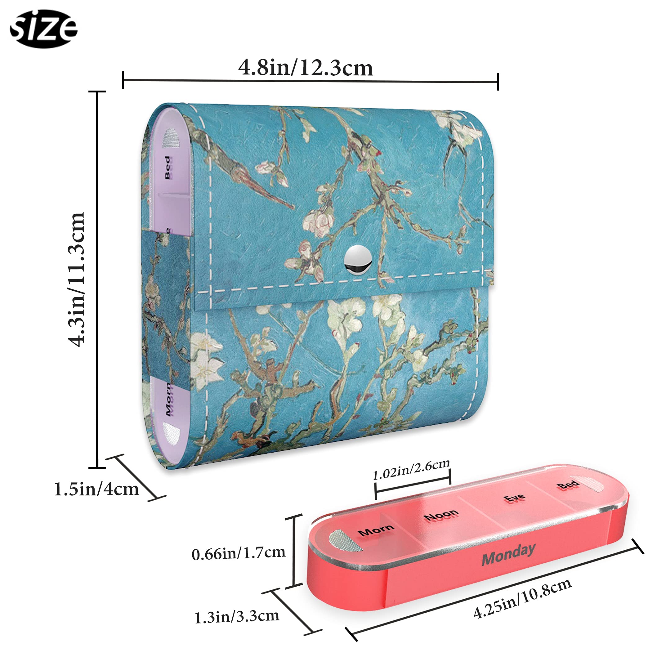 Pill Organizer,LIZIMANDU Weekly Travel Pill Case Box Medication Reminder Daily AM PM, Day Night 7 Compartments,for 4 Times A Day
