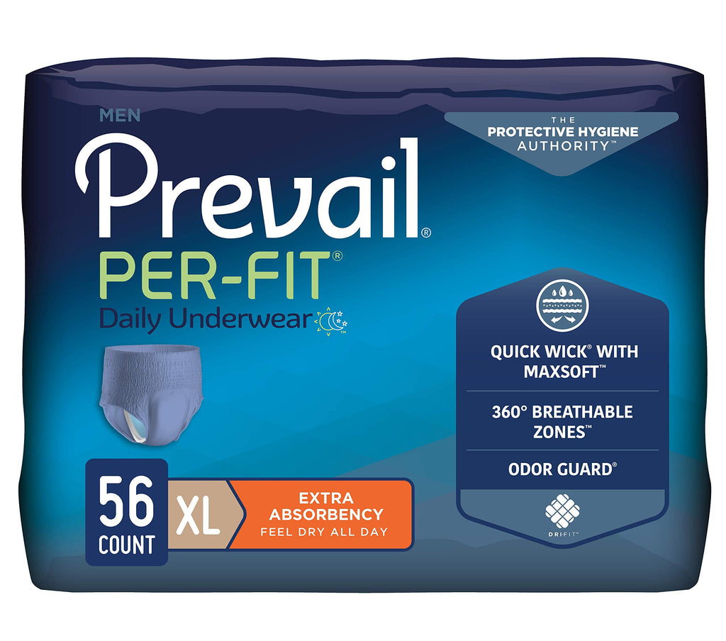Prevail Per-Fit for Men Daily Protective Underwear - Pull-up Disposable Adult Diaper for Men - Extra Absorbency - X-Large - 56 C