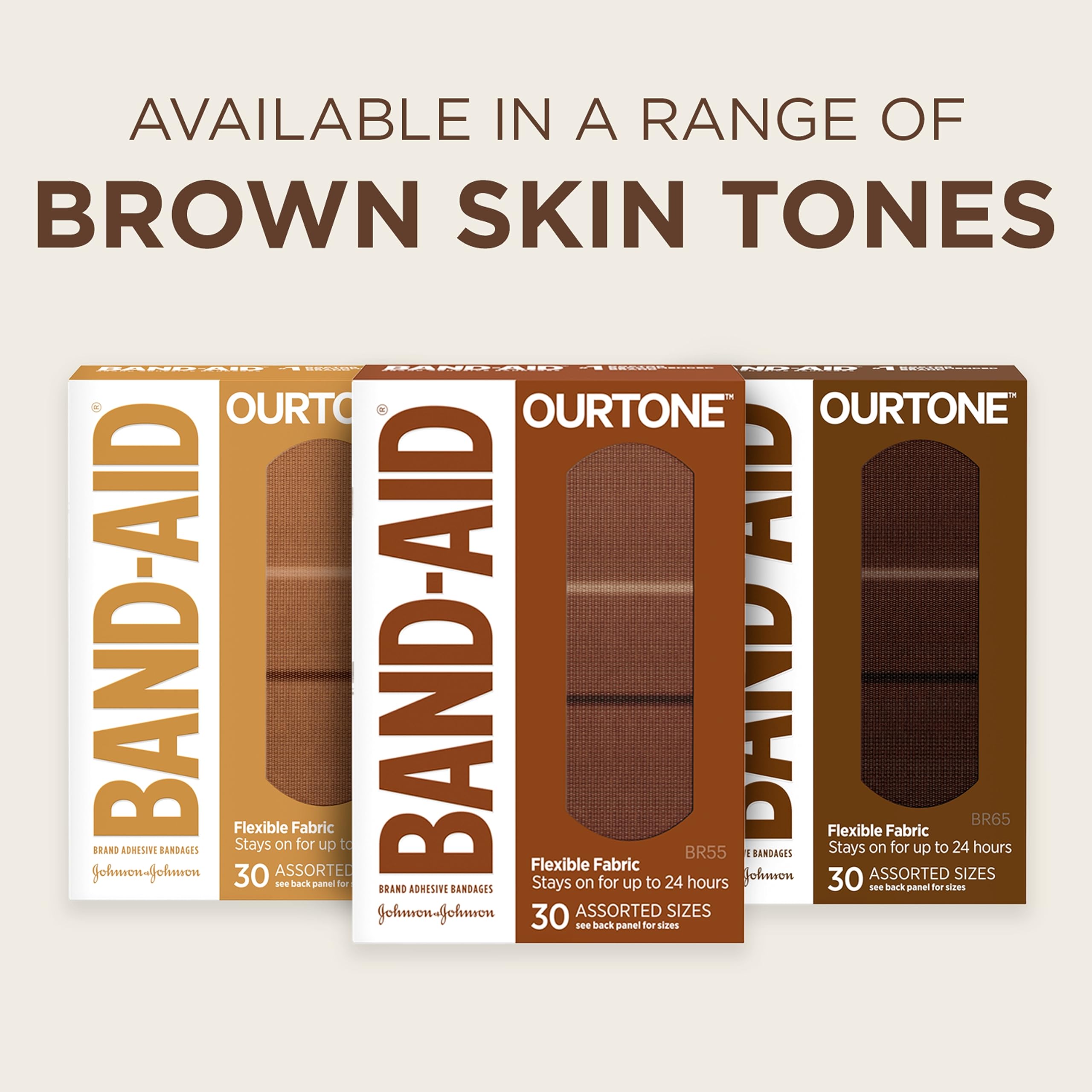 Band-Aid Brand Ourtone Adhesive Bandages, Flexible Protection & Care of Minor Cuts & Scrapes, Quilt-Aid Pad for Painful Wounds,