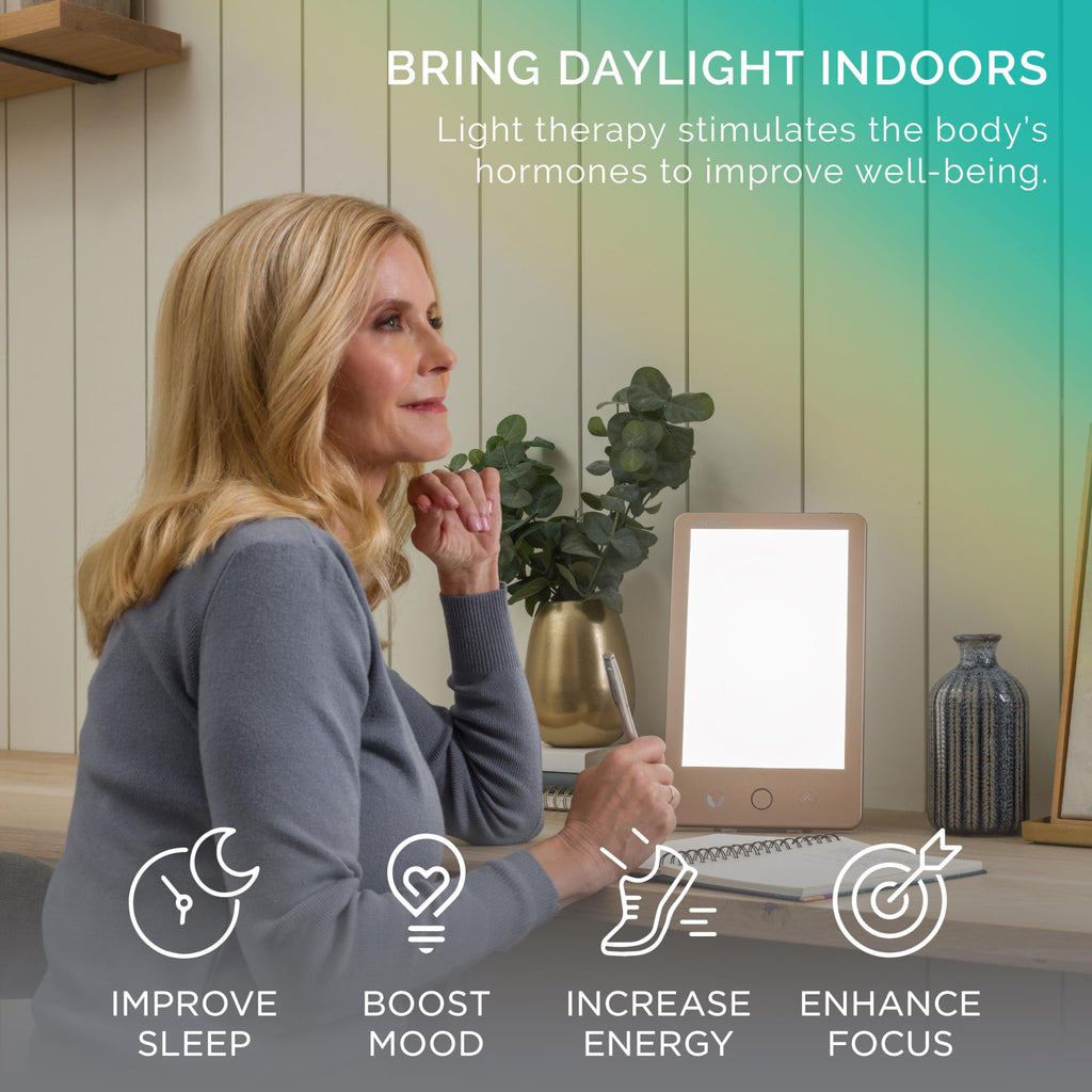 Verilux    HappyLight    Luxe - UV-Free LED Therapy Lamp, Bright White Light with 10,000 Lux, Adjustable Brightness and Color, P
