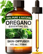 Kukka Oregano Essential Oil for Skin - 4 Fl Oz - 100% Pure Natural, Earthy & Herbaceous Scent, for Diffuser, Nails, Candle & Soa
